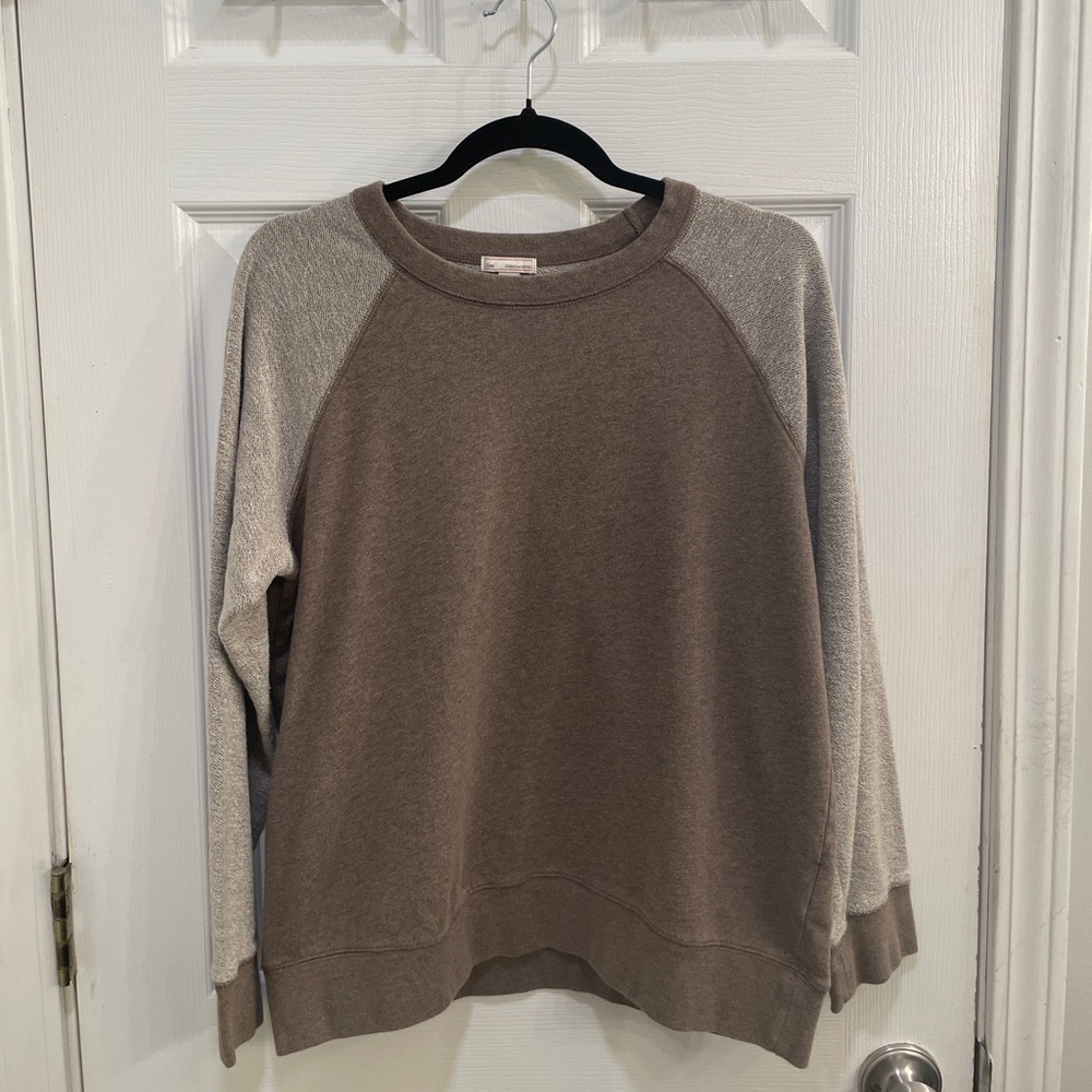GAP Reverse Terry Raglan Sweatshirt in Oatmeal Heather Size L